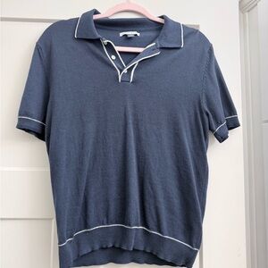 Men's Blue Sweater Polo Shirt